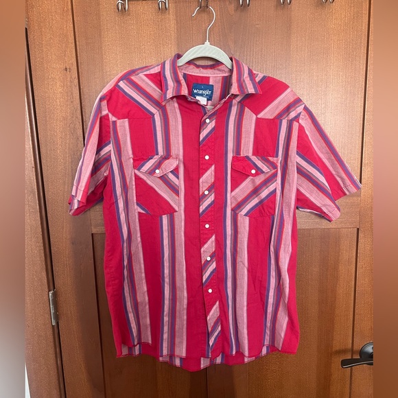 Vintage Wrangler Button-Up Short Sleeve Shirt - Size L - Picture 1 of 3
